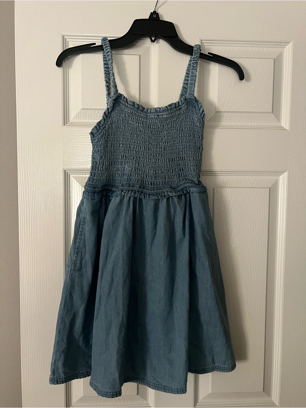 American Eagle Outfitters Denim-Blue Smocked Sundress